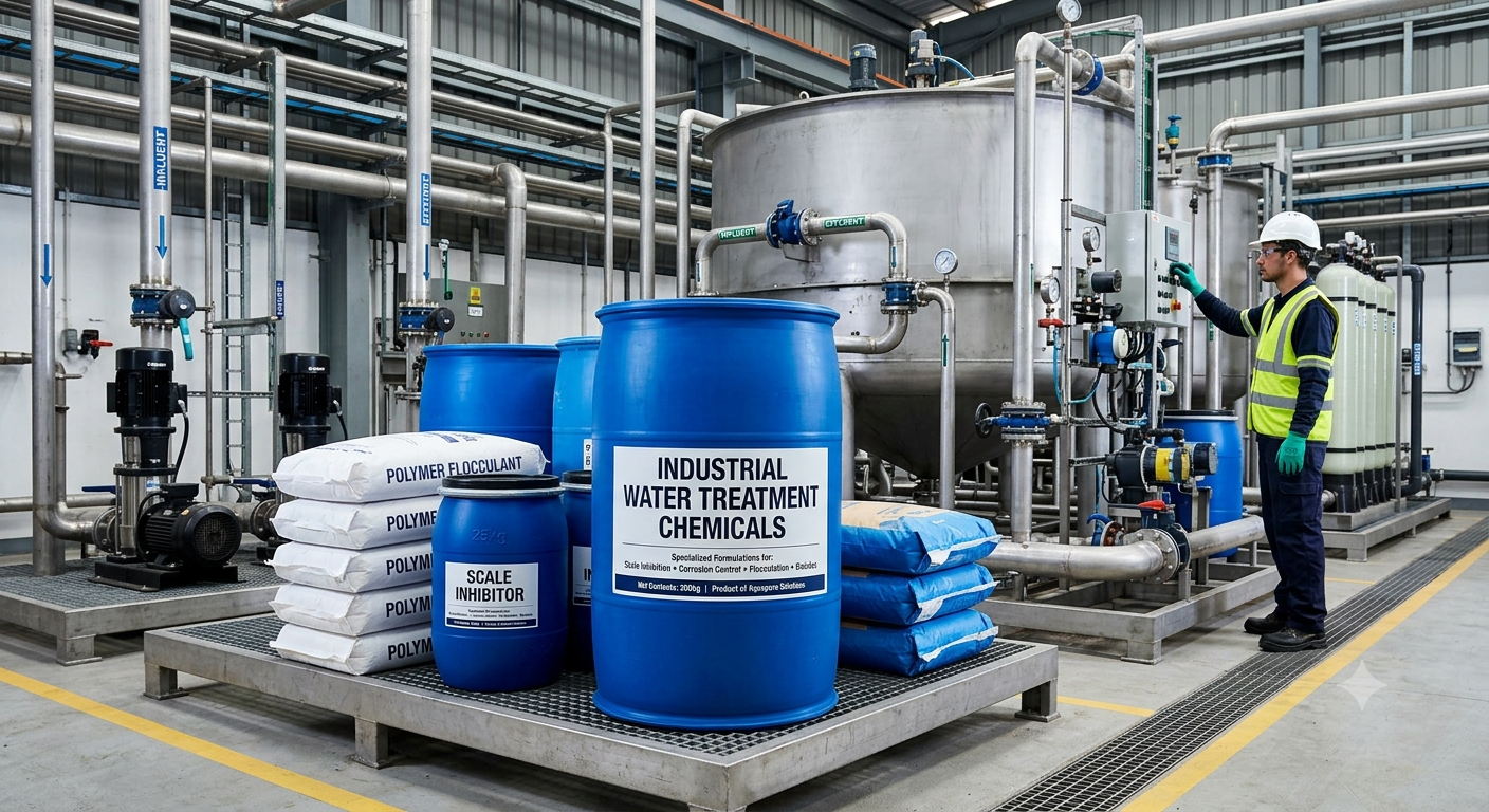 Industrial ETP/WTP plant with dosing tanks